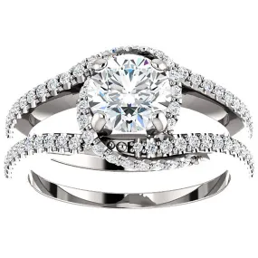 1 1/2 Ct TDW Diamond Twist Engagement Ring Multi Row 14k White Gold