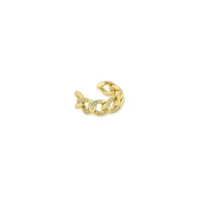 14k Pavé Diamond Medium Curb Chain Ear Cuff