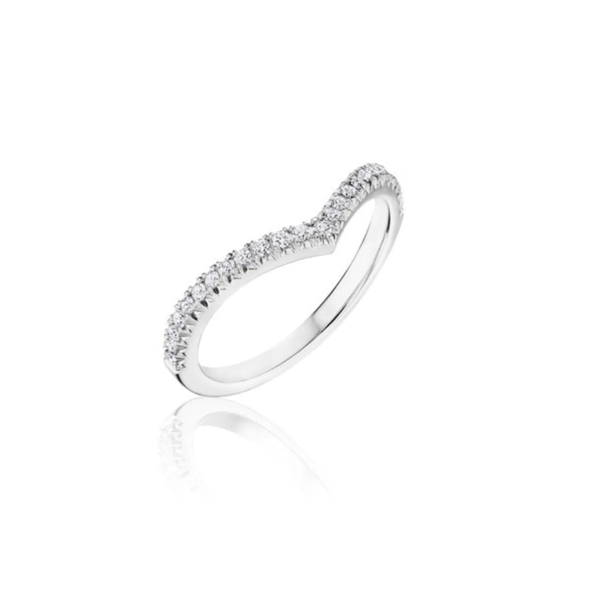 14K WHITE GOLD PAVE DIAMOND CHEVRON BAND 0.18CTW