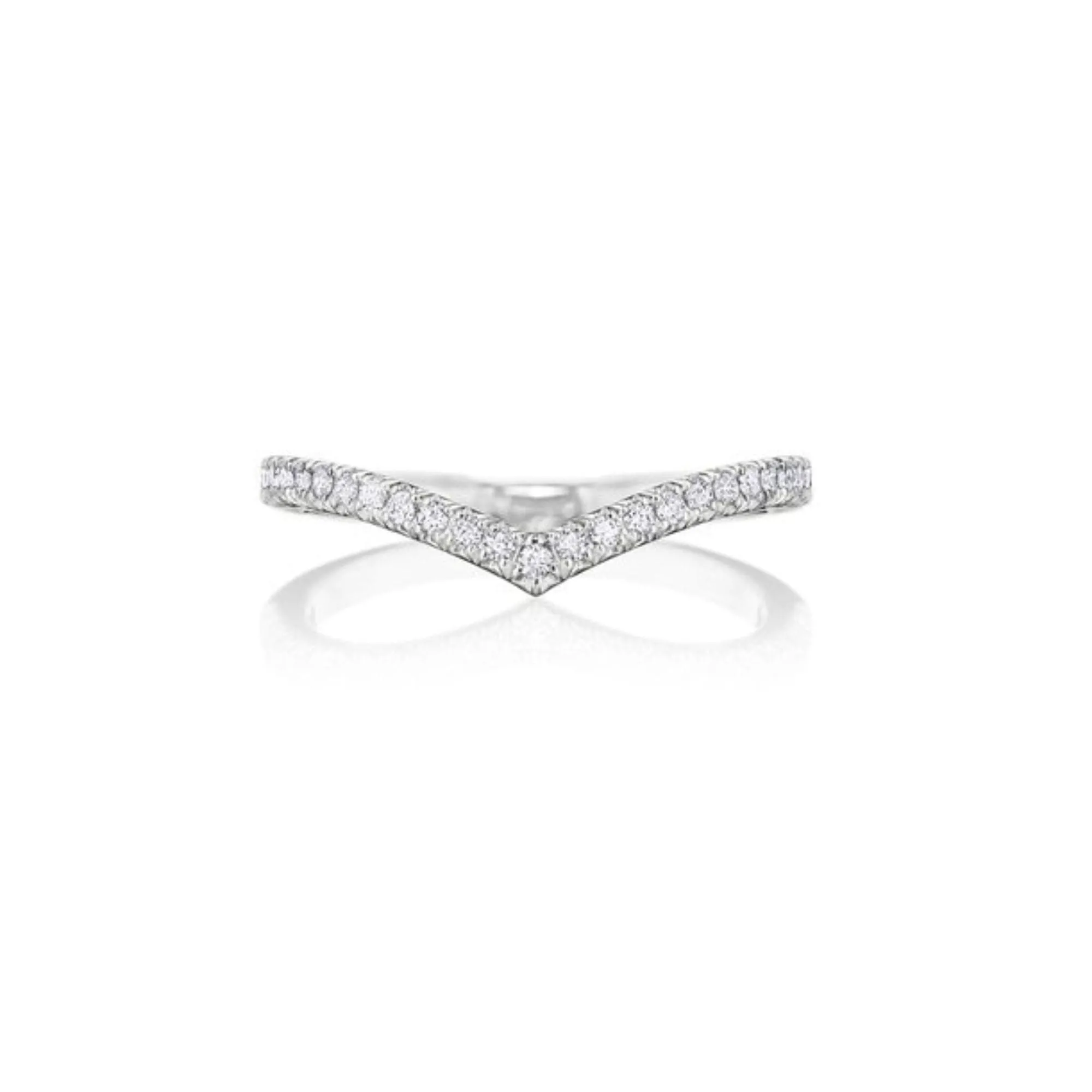 14K WHITE GOLD PAVE DIAMOND CHEVRON BAND 0.18CTW