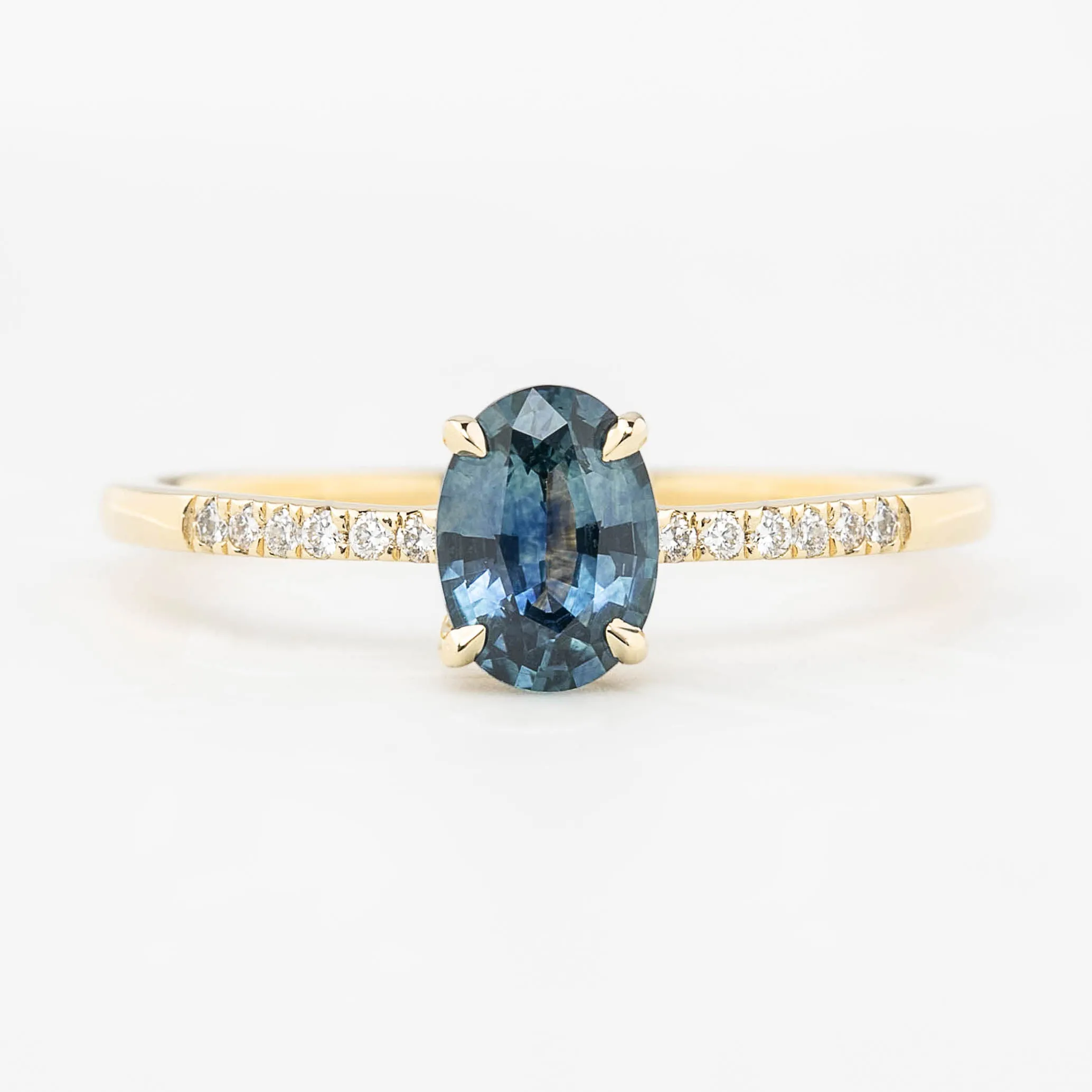 Audrey Ring 0.82ct Ocean Blue Oval Montana Sapphire (One of a kind)