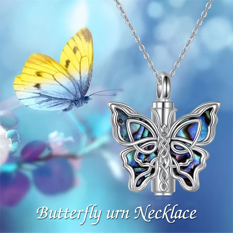 Butterfly Urn Necklaces for Ashes of Loved Ones 925 Sterling Silver Cremation Butterfly Jewelry for Women