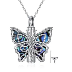 Butterfly Urn Necklaces for Ashes of Loved Ones 925 Sterling Silver Cremation Butterfly Jewelry for Women