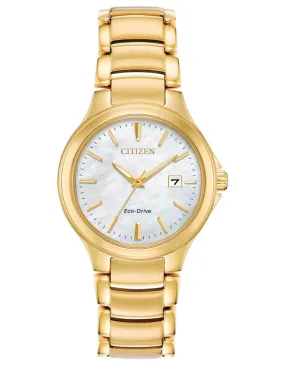 Citizen Ladies Eco-Drive Chandler Watch - Gold-Tone - MOP - Bracelet - Date