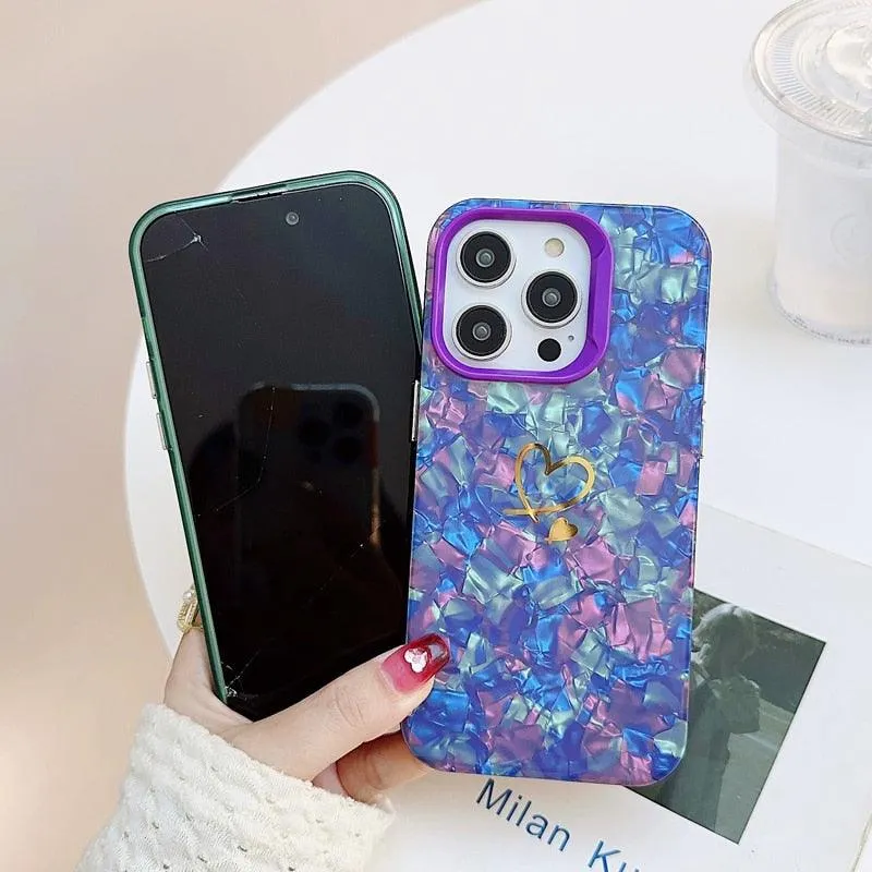 Cute Bling Heart Phone Case Cover for iPhone 11, 12, 13, 14 Pro Max, X, XR, XS Max