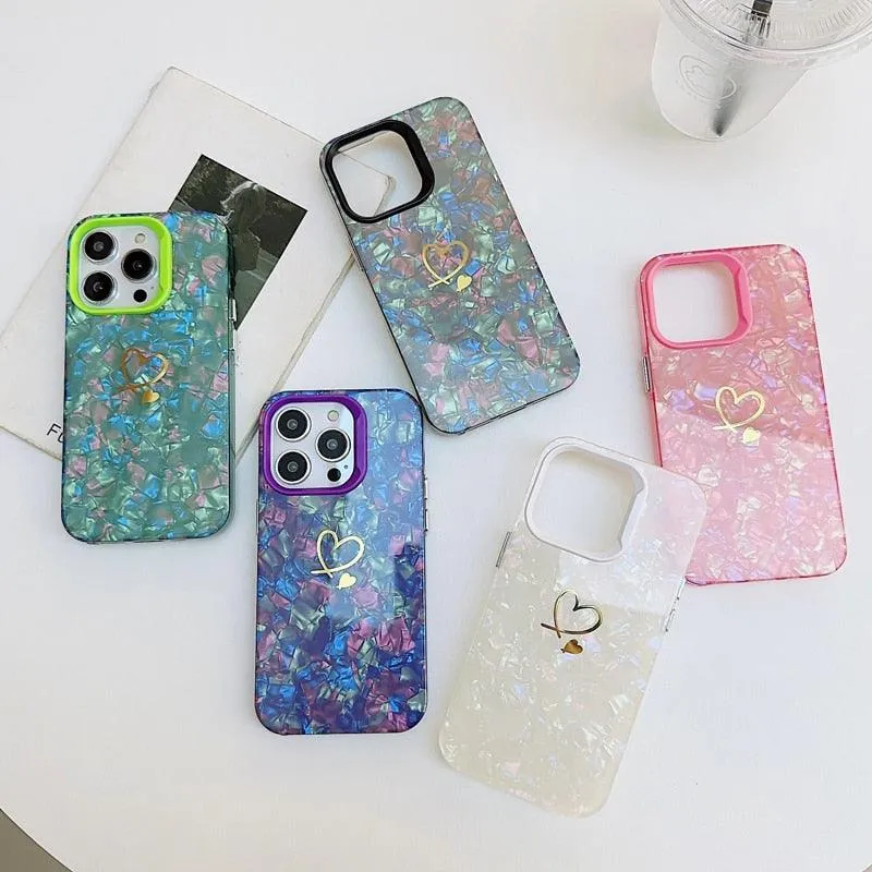 Cute Bling Heart Phone Case Cover for iPhone 11, 12, 13, 14 Pro Max, X, XR, XS Max