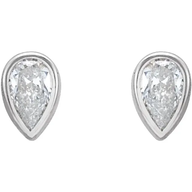 Diamond Pear Bezel Studs