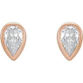 Diamond Pear Bezel Studs