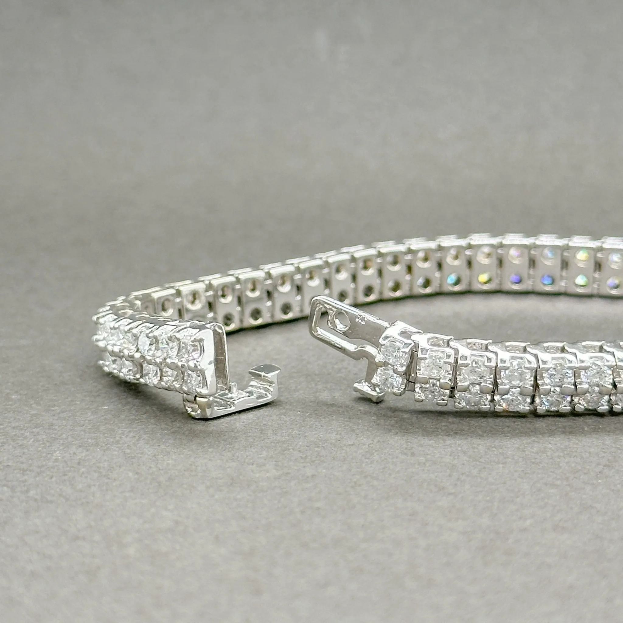 Estate 14K W Gold 6.48ctw G-H/SI1 Diamond Double Row Tennis Bracelet