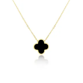 Extra Large Onyx Single Clover Necklace