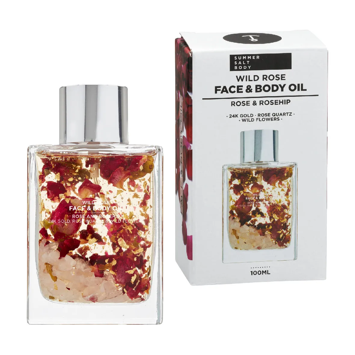 Face   Body Oil - 100ml - Gold Flakes, Wild Rose