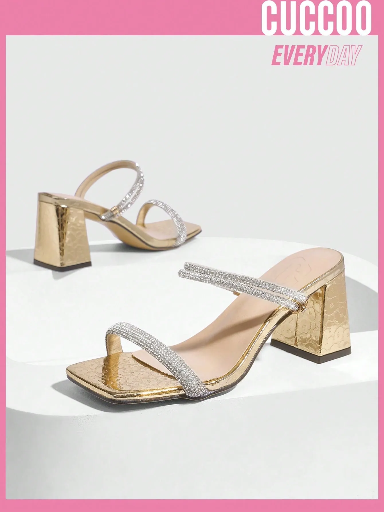 Fashionable Light Gold Rhinestone Strappy High Heel Sandals For Women For Spring And Summer