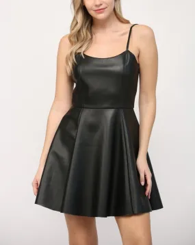 Fate Vegan Leather Scoop Mini Dress