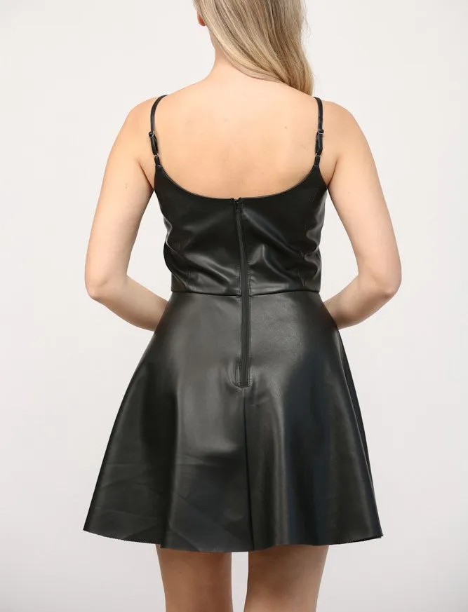 Fate Vegan Leather Scoop Mini Dress