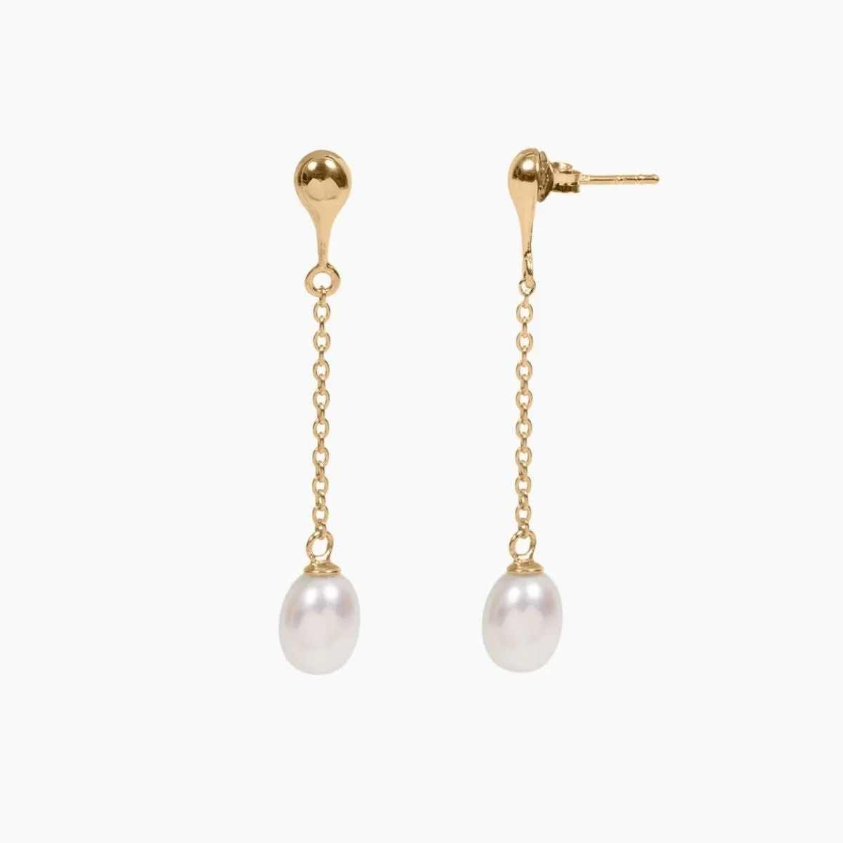 Freshwater Pearl Drop Earrings (Gold)