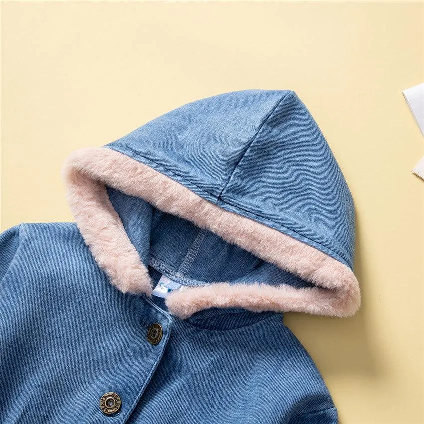 Girls' Denim Coat Solid Color Simple Top