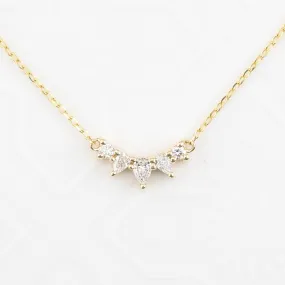 Gloria Curved Diamond Necklace 5 Stones