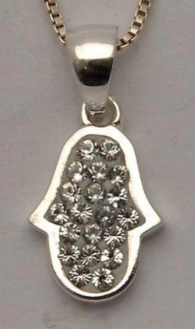 Hamsa Charm Pendant Necklace Kabbalah luck Fatima hand 925 Sterling Silver #7