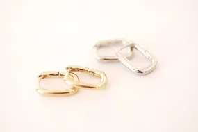 Huggie Hoop Earrings 925 Sterling Silver or 14k Gold Rectangle Oval small huggie thick chunky hoop earrings minimalist earrings gift for her