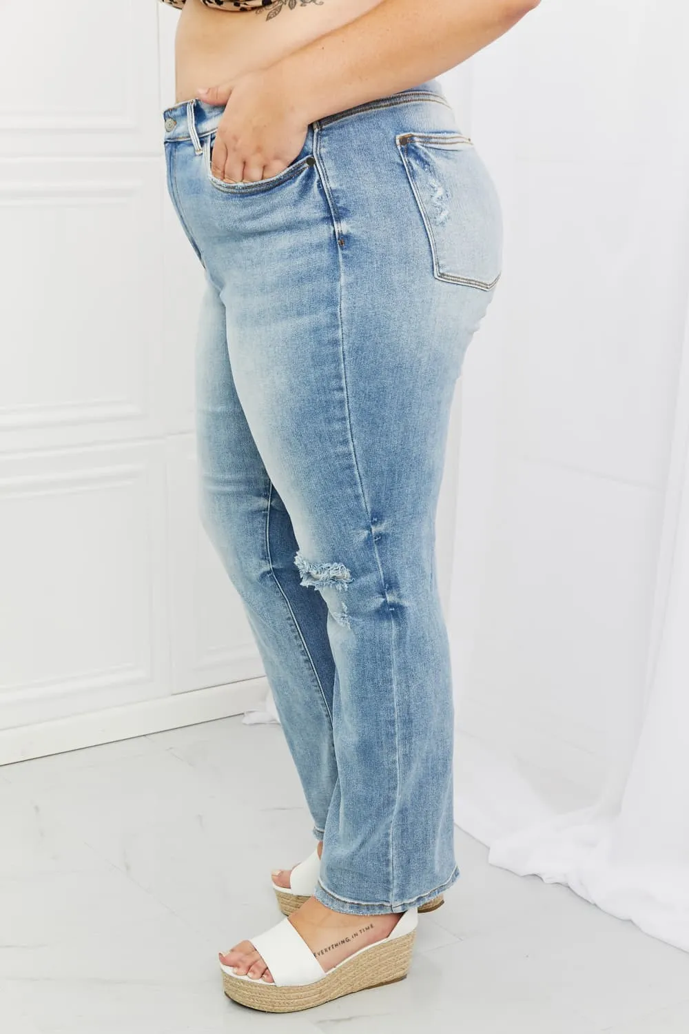 Judy Blue Natalie Full Size Distressed Straight Leg Jeans