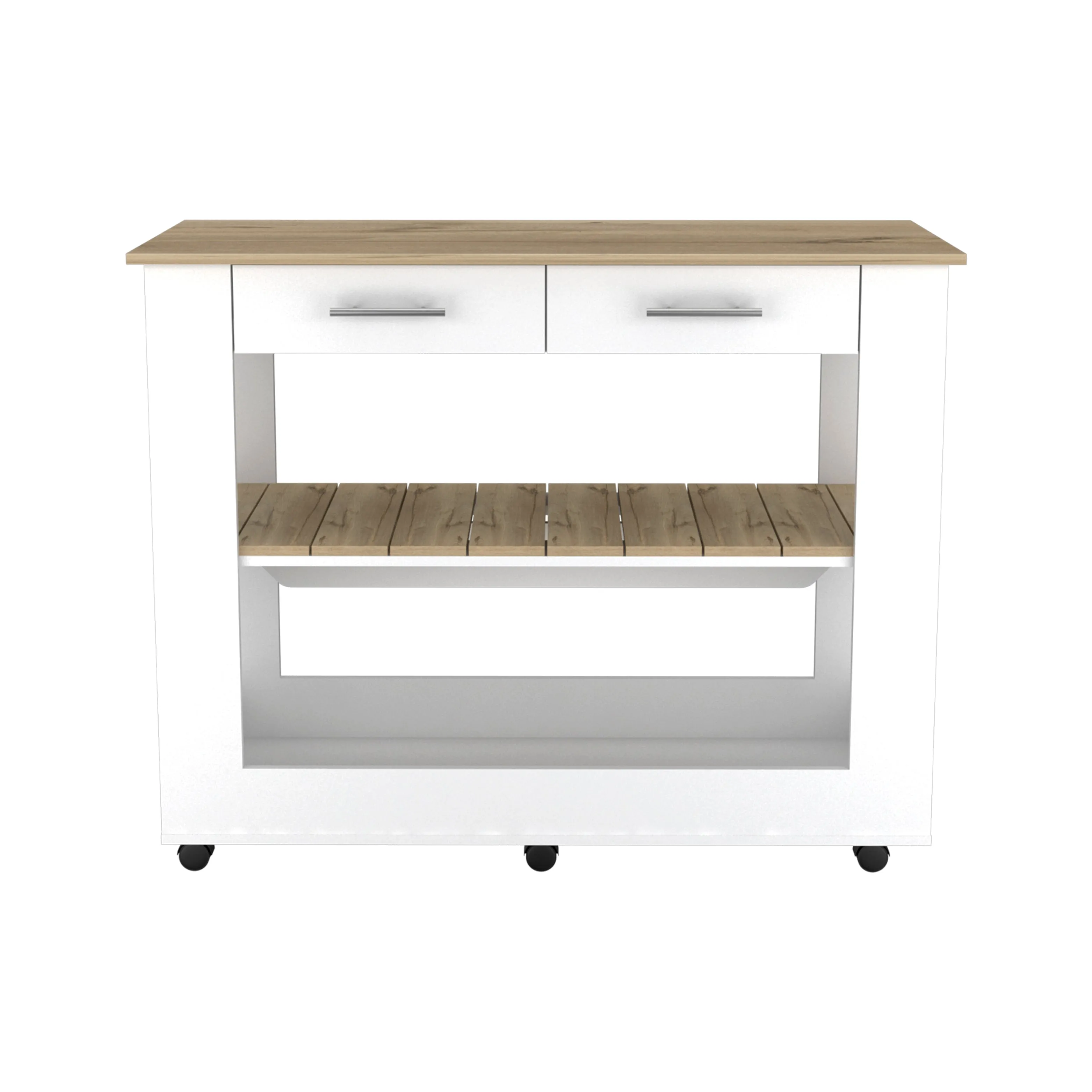 Kitchen Island 46 Dozza Two Drawers White/Light Oak