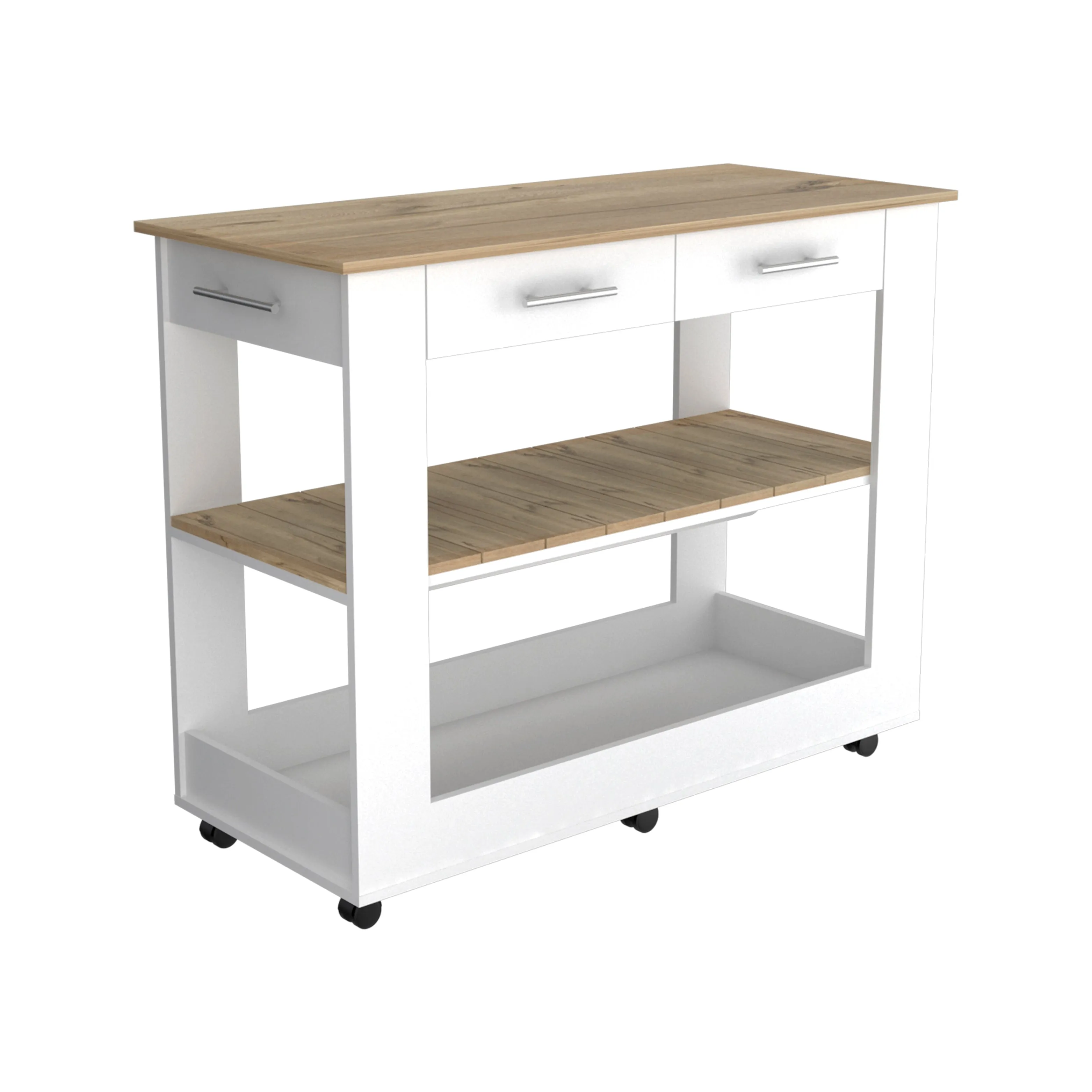 Kitchen Island 46 Dozza Two Drawers White/Light Oak