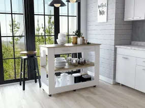 Kitchen Island 46 Dozza Two Drawers White/Light Oak