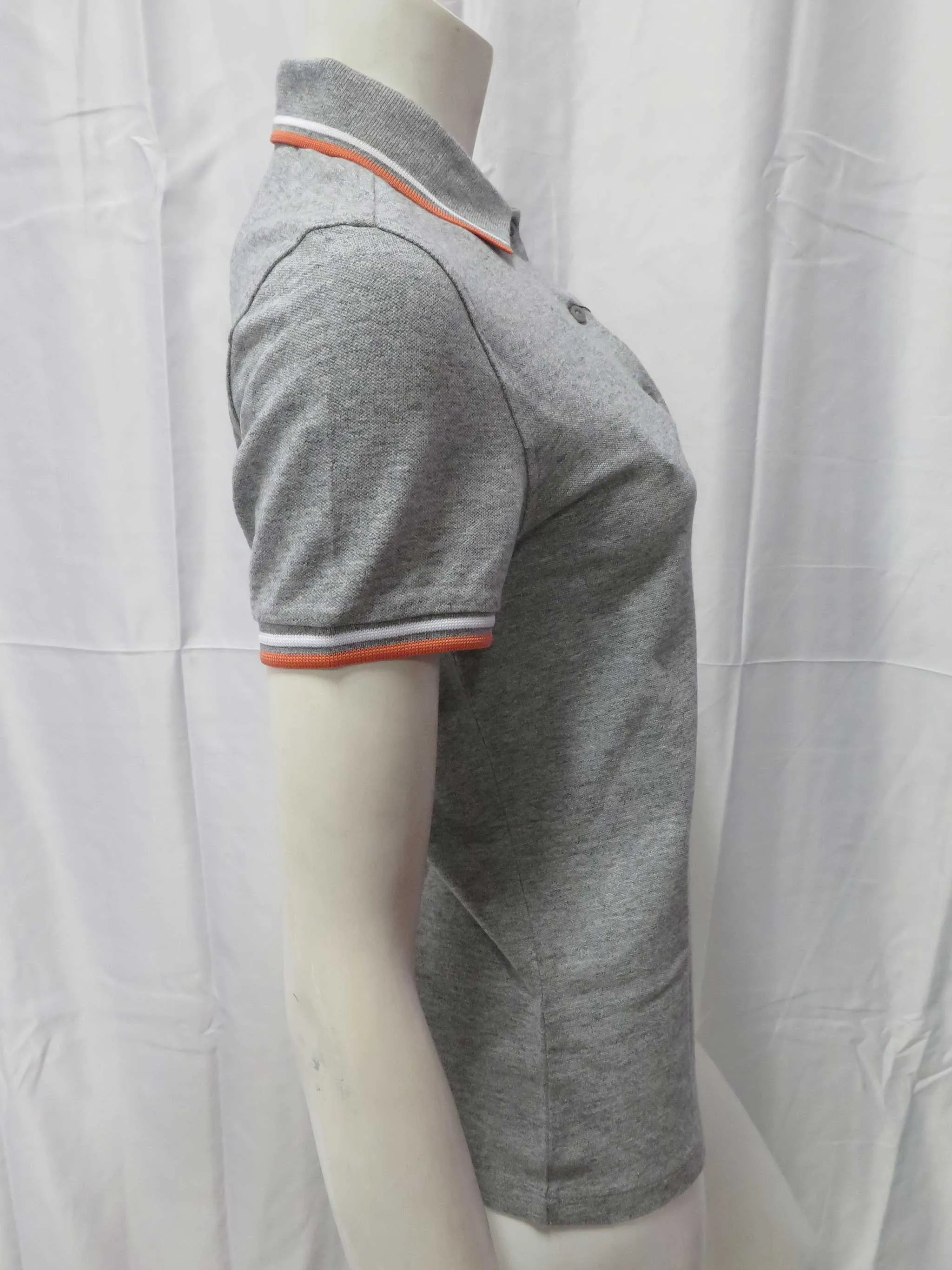 LADIES TWIN TIPPED FRED PERRY SHIRT (VINTAGE STEEL MARBLE/WHITE/PEACH)