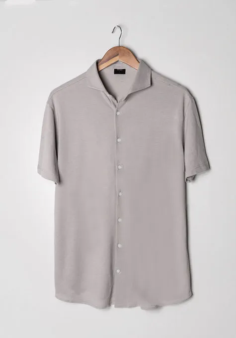 Light Grey Feather Soft Piqué Half Sleeve Shirt