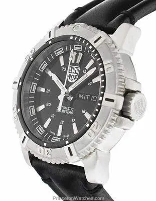 Luminox Mens Modern Mariner Automatic Watch - Black Dial - Leather Strap - Steel