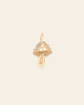 Magic Mushroom Charm - 10k Solid Gold / Diamond