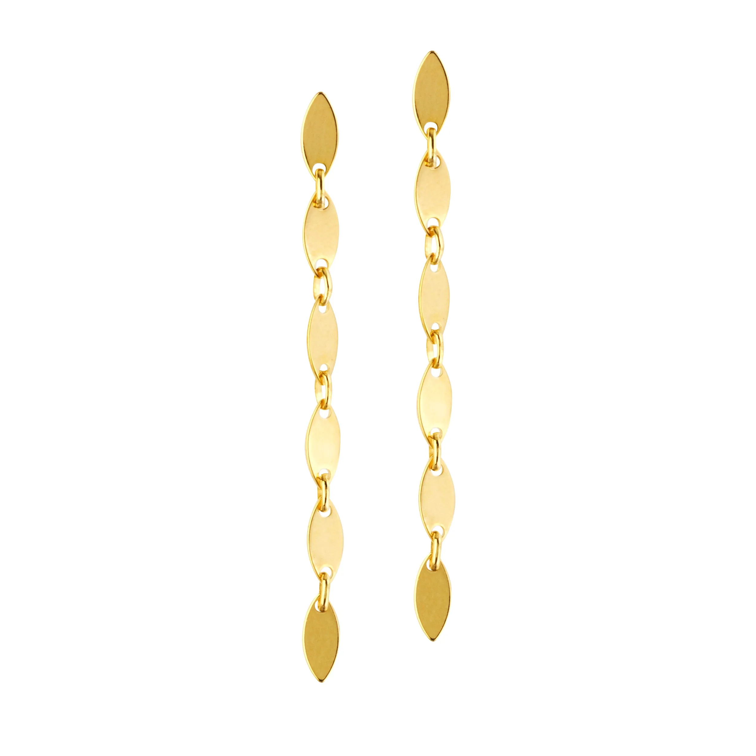 MARQUIS DISC DROP EARRING 14k