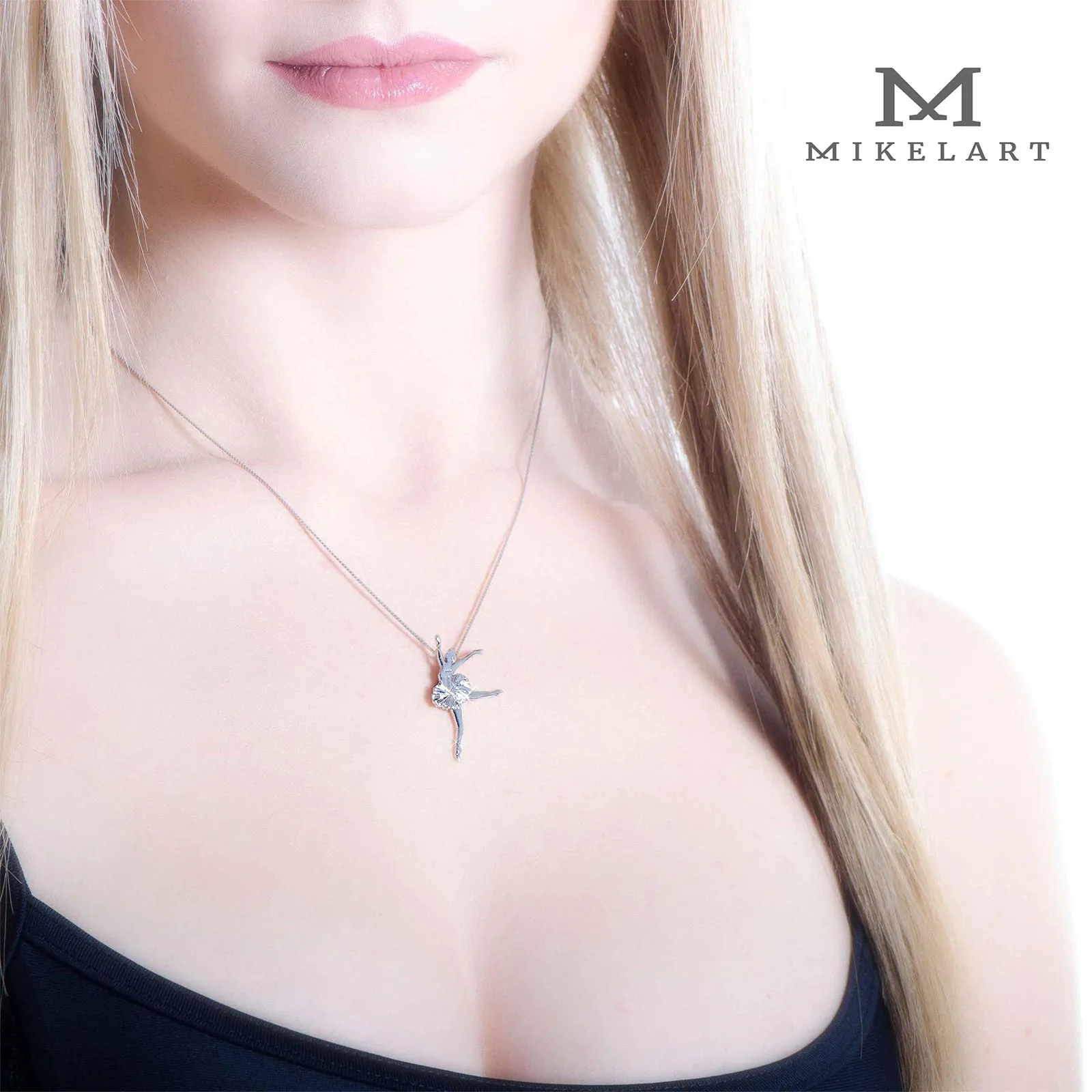 Mikelart Sterling Silver Necklace With Swan Lake Pendant