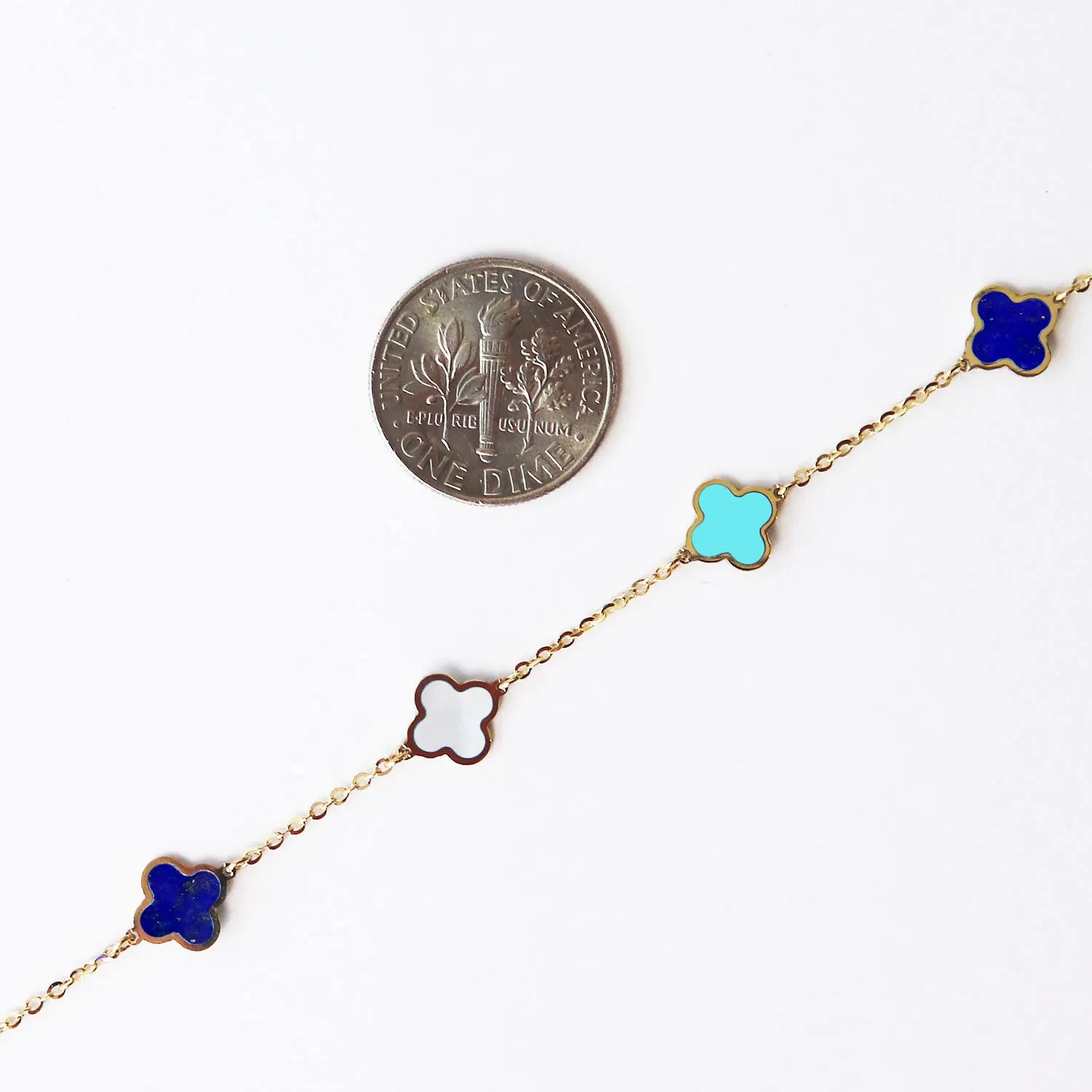 Mini Blue Mixed Clover Necklace