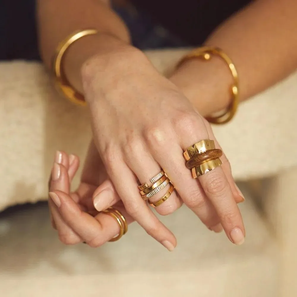 Modern Recycled Brass Teak Ring from Kenya - Size 5