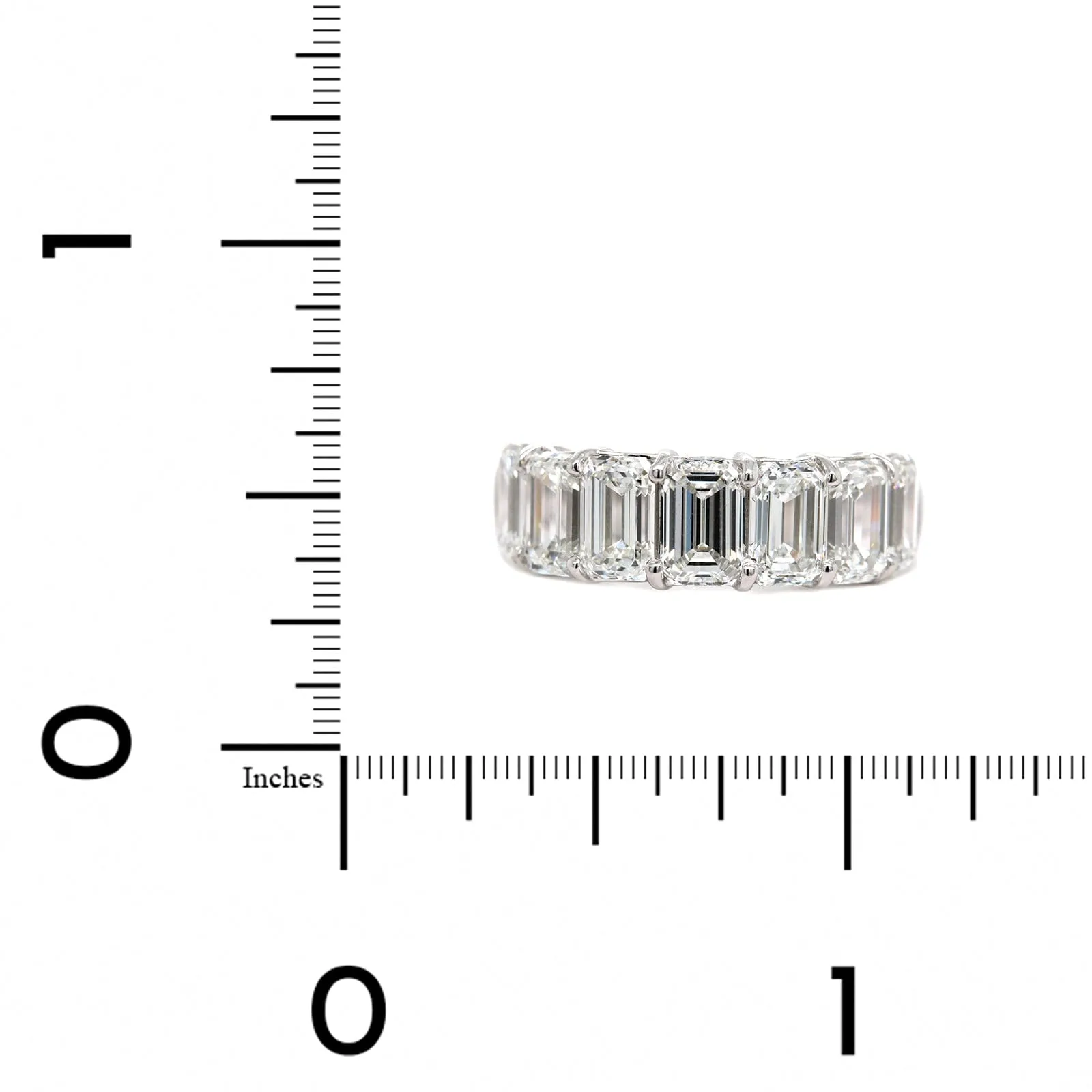 Platinum 7 Stone Emerald Cut Diamond Band