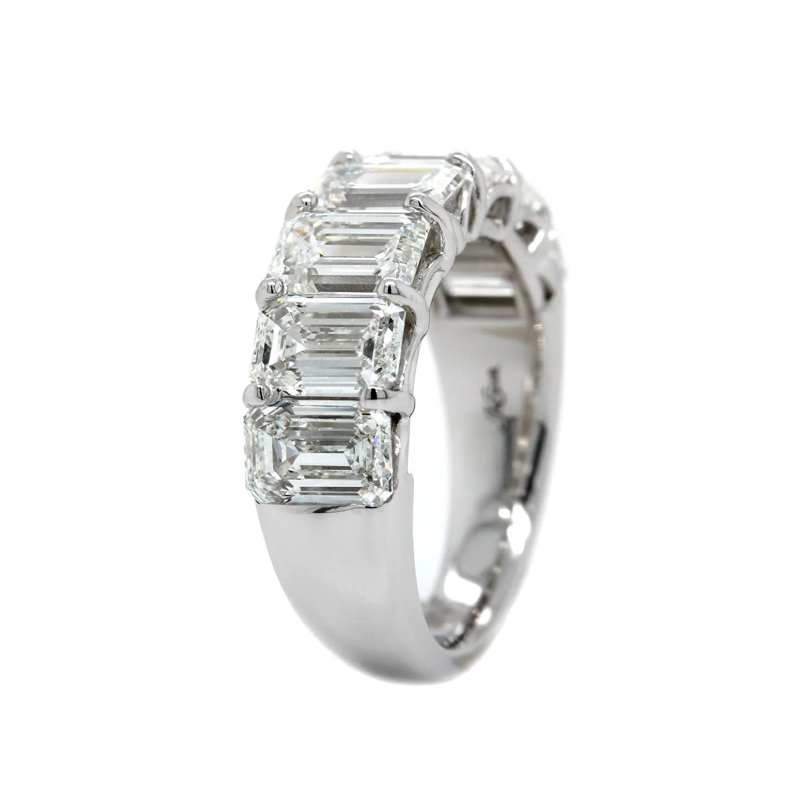 Platinum 7 Stone Emerald Cut Diamond Band