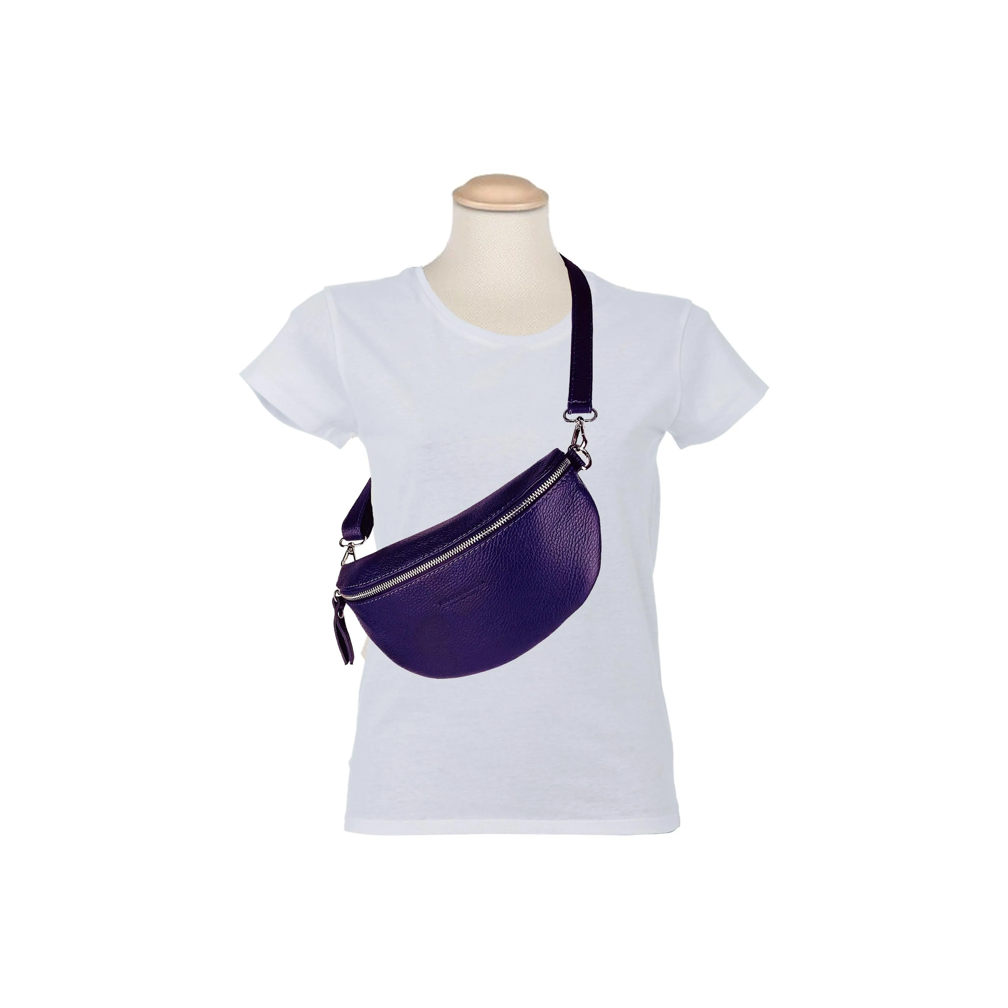 RB1015Y | Waist bag with removable shoulder strap in Genuine Leather