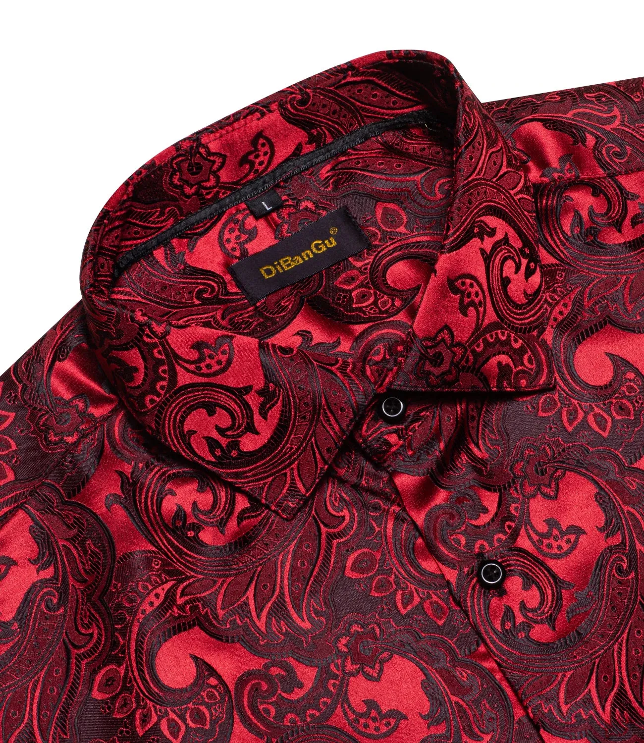 Red Silk Men's shirts Long Sleeve Luxury Social Dress Shirt Blouse Designer Night Bar Prom Wedding Party Clothing