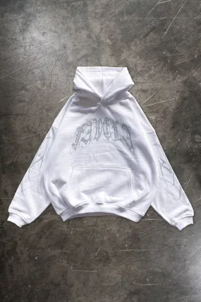 RIBCAGE RHINESTONE WHITE HOODIE