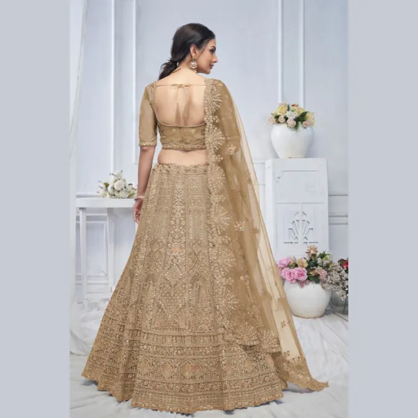 Royal Grandeur bridal Brown  Lehenga with Paisley and Peacock Motifs & Heavy Embroidery | Ready To Wear |