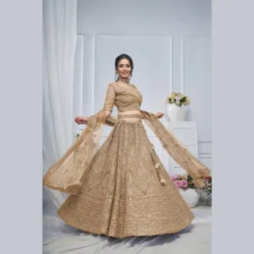 Royal Grandeur bridal Brown  Lehenga with Paisley and Peacock Motifs & Heavy Embroidery | Ready To Wear |