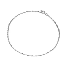 Singapore Chain Anklet | Solid 14k White Gold