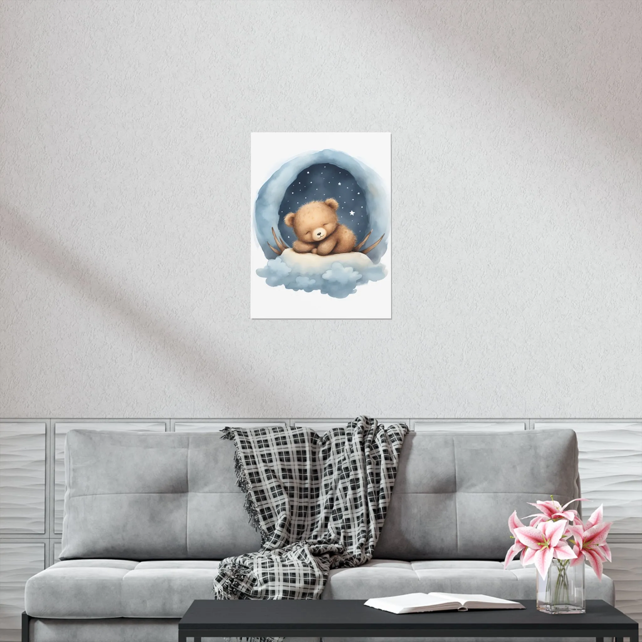 Sleeping Bear, Baby Room Wall Art, Nursery Decor, Kids room decor, sleeping animals, Animals Nursery Art, Nursery Décor,