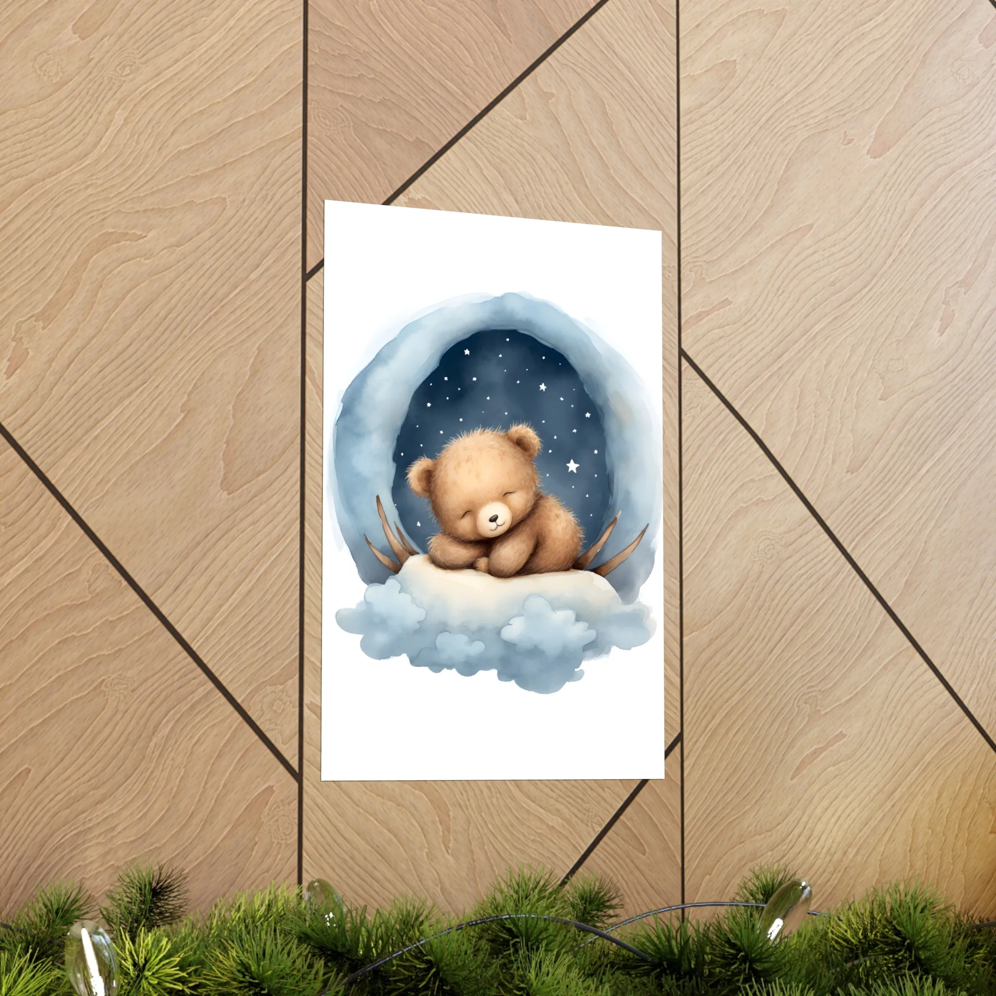 Sleeping Bear, Baby Room Wall Art, Nursery Decor, Kids room decor, sleeping animals, Animals Nursery Art, Nursery Décor,