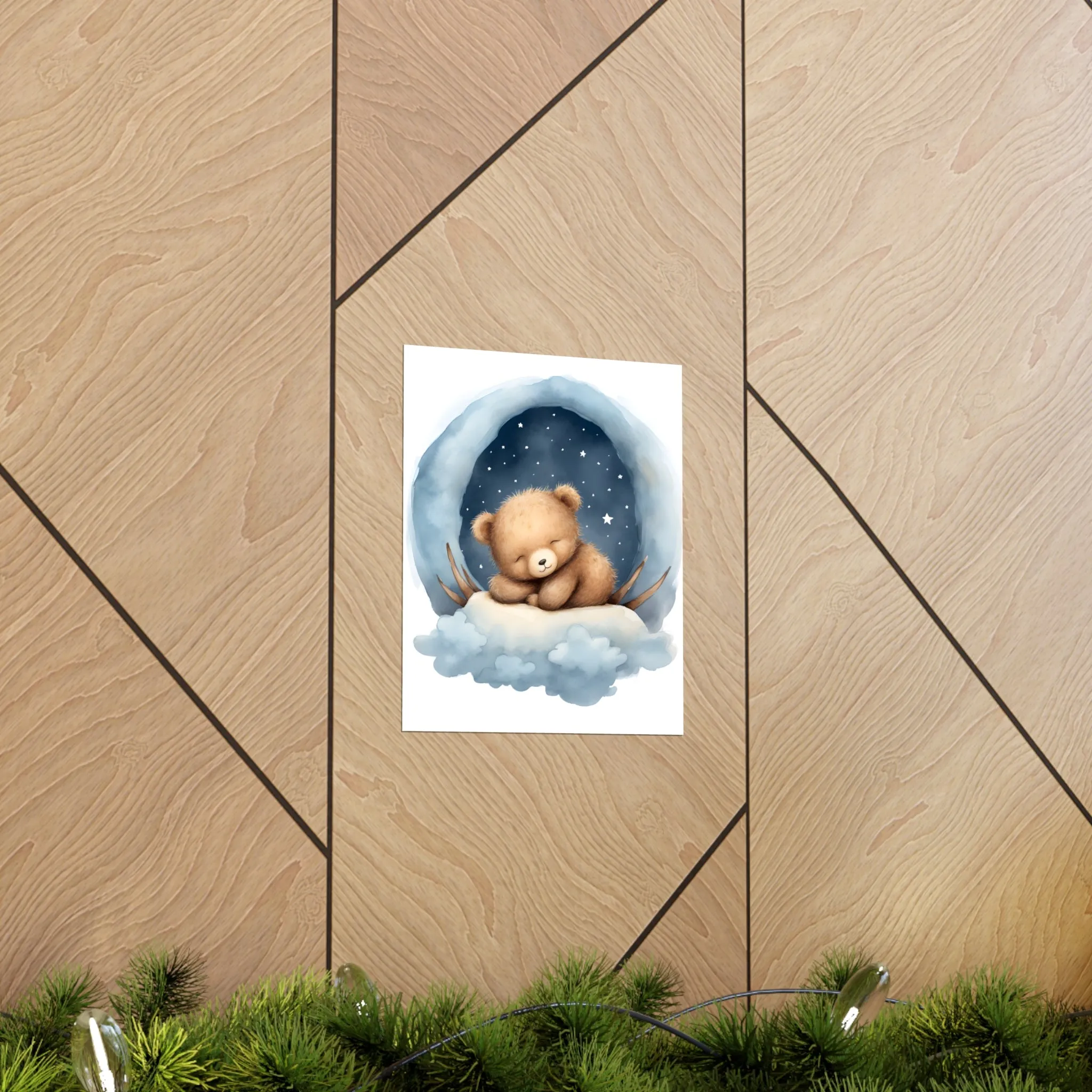 Sleeping Bear, Baby Room Wall Art, Nursery Decor, Kids room decor, sleeping animals, Animals Nursery Art, Nursery Décor,