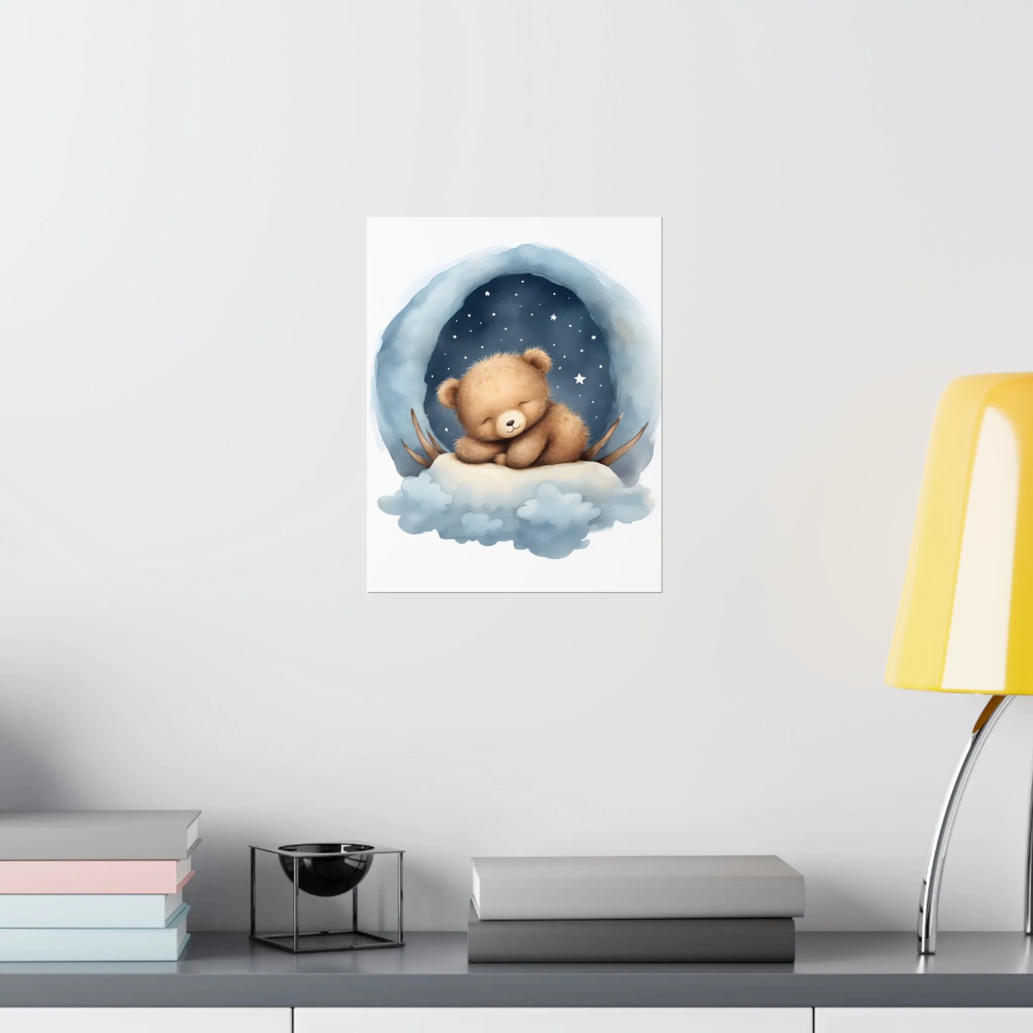 Sleeping Bear, Baby Room Wall Art, Nursery Decor, Kids room decor, sleeping animals, Animals Nursery Art, Nursery Décor,