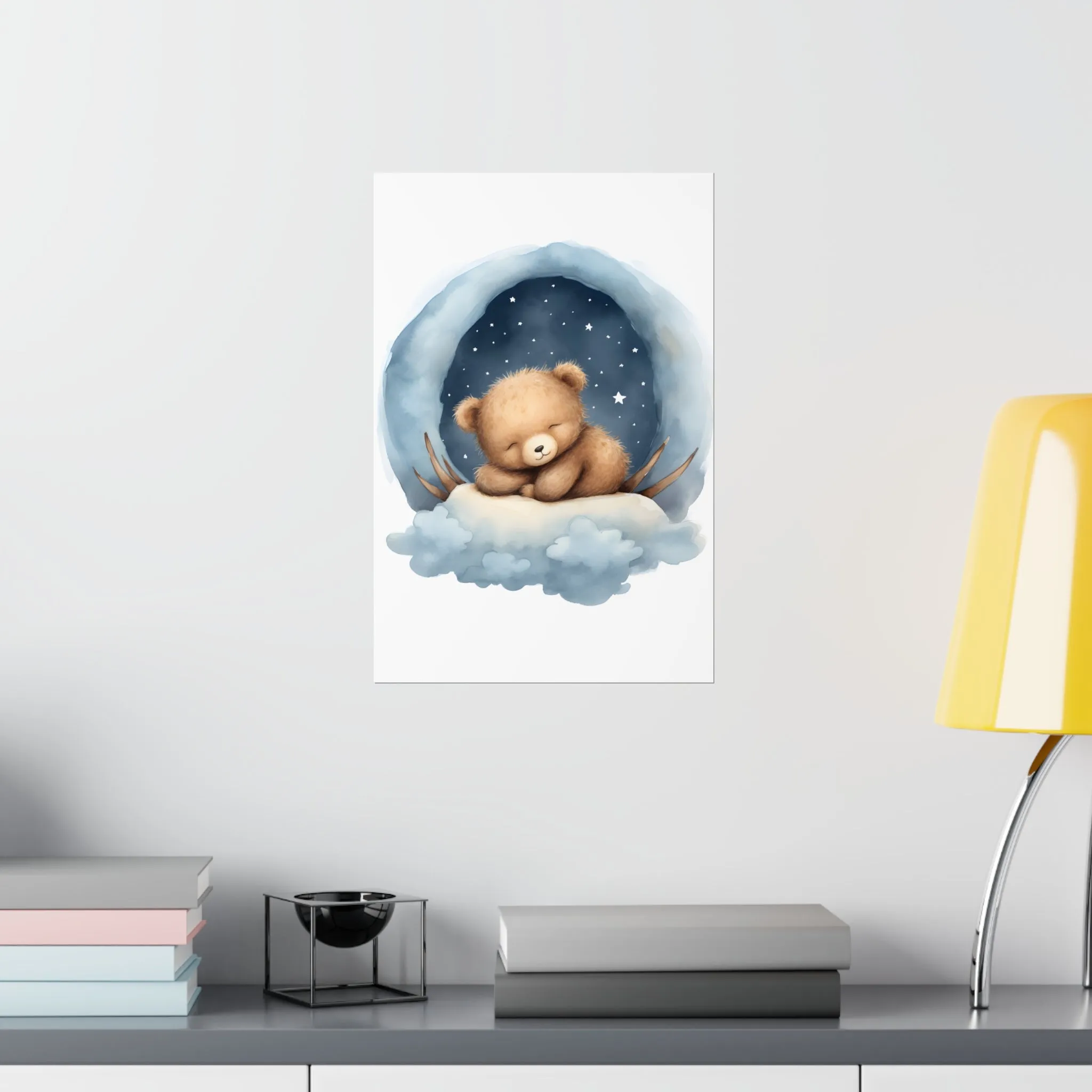 Sleeping Bear, Baby Room Wall Art, Nursery Decor, Kids room decor, sleeping animals, Animals Nursery Art, Nursery Décor,