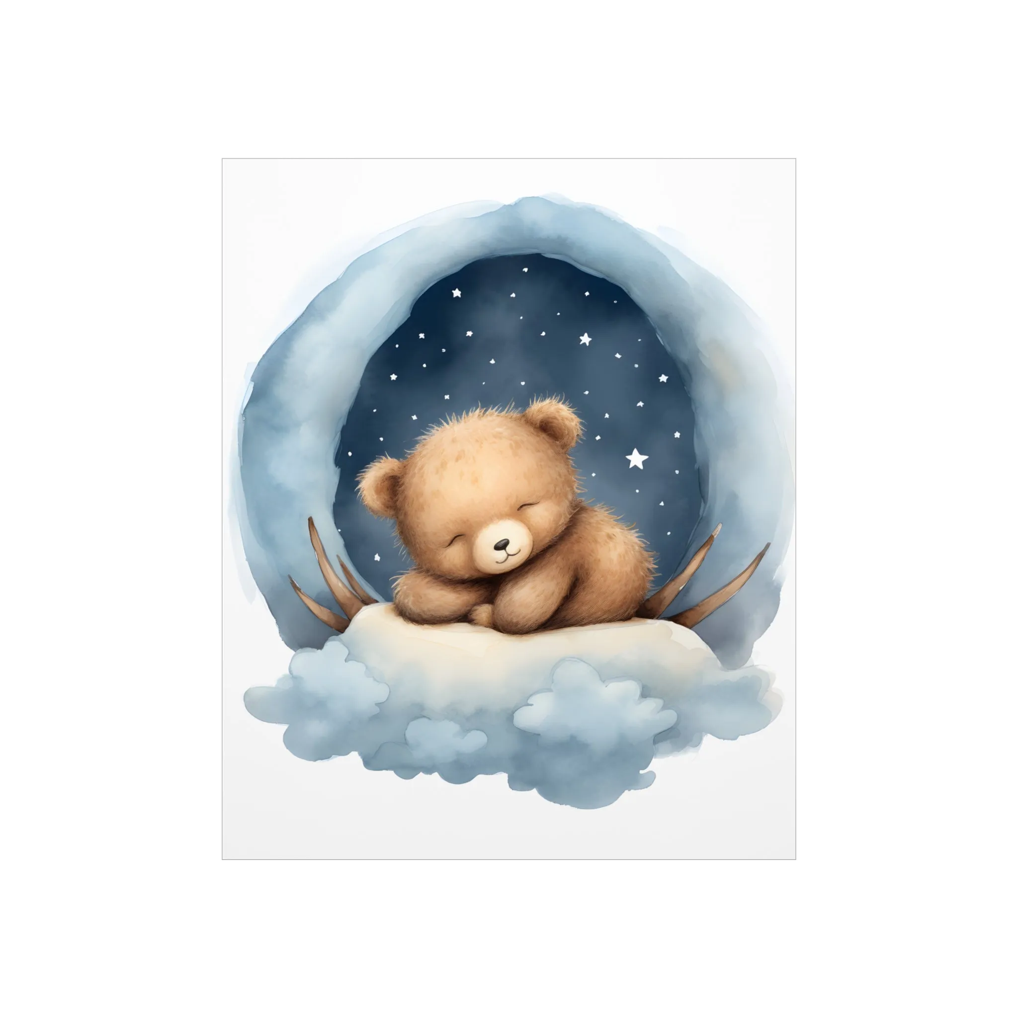 Sleeping Bear, Baby Room Wall Art, Nursery Decor, Kids room decor, sleeping animals, Animals Nursery Art, Nursery Décor,