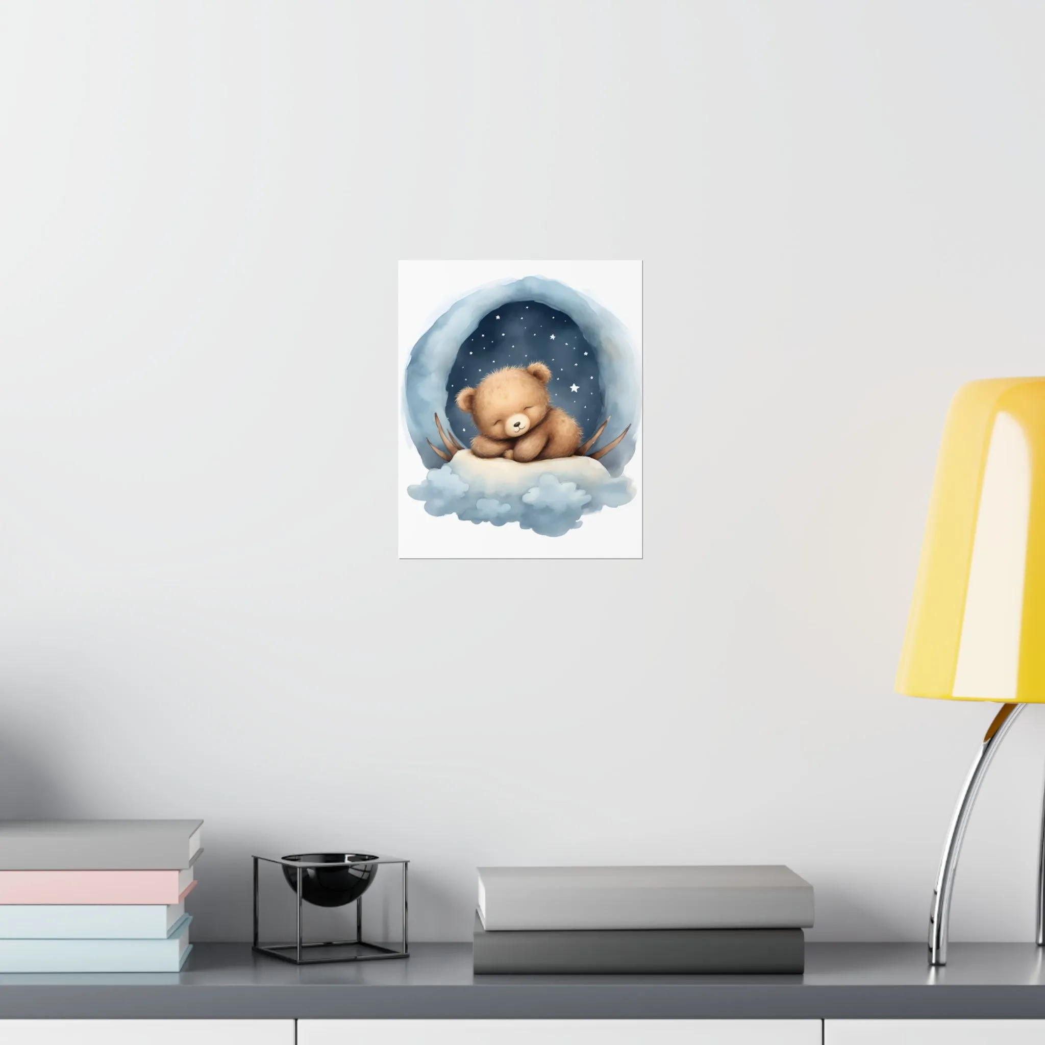 Sleeping Bear, Baby Room Wall Art, Nursery Decor, Kids room decor, sleeping animals, Animals Nursery Art, Nursery Décor,